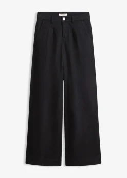 bonprix Bekleidung·Kleider|Hosen^Wide-Leg Bundfalten-Hose mit Bequembund schwarz