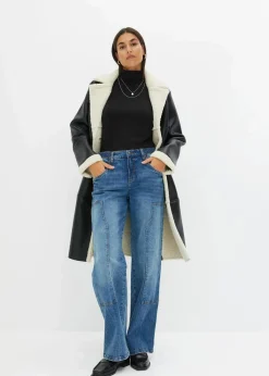 bonprix Jeans|Kurzgrößen^Wide-Leg Jeans Mid Waist blau denim