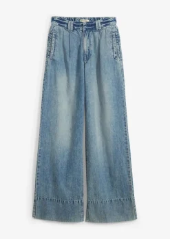 bonprix Bekleidung·Shirts & Tops|Jeans^Wide-Leg-Jeans High Waist hellblau denim used