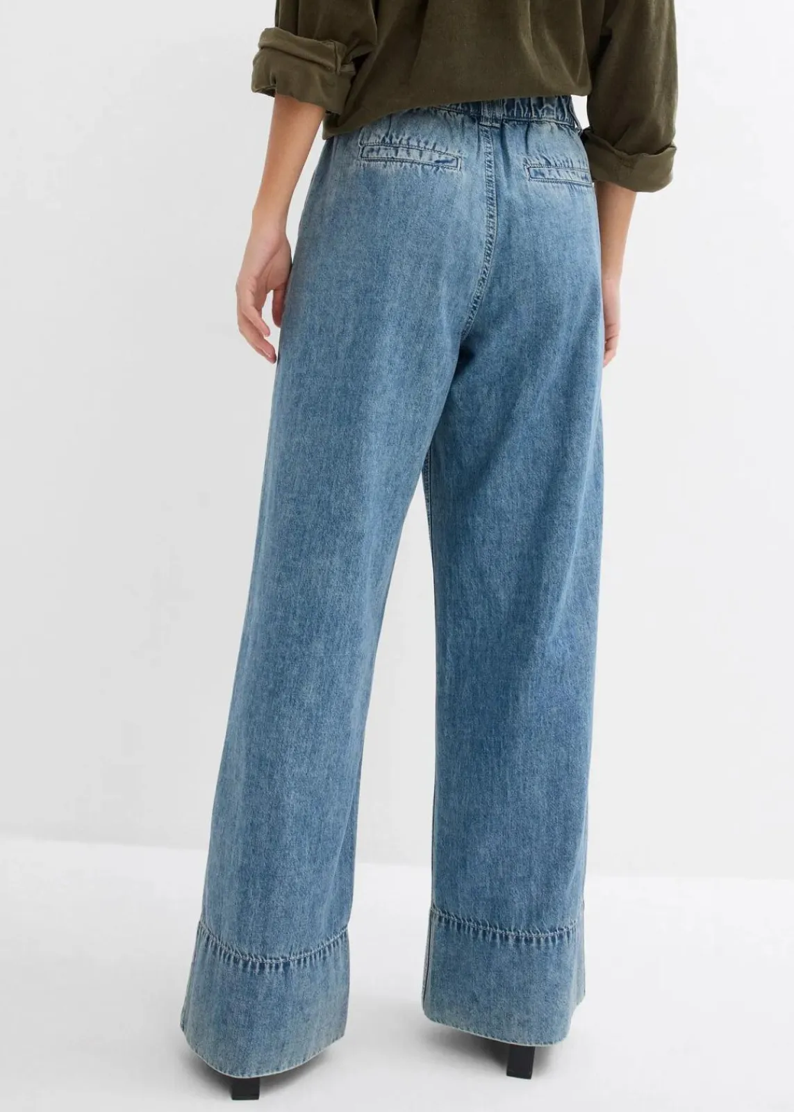 bonprix Bekleidung·Shirts & Tops|Jeans^Wide-Leg-Jeans High Waist hellblau denim used