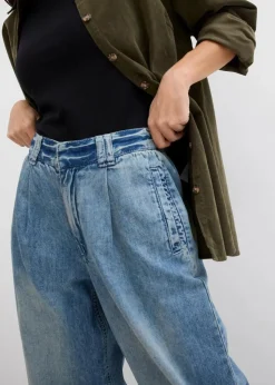 bonprix Bekleidung·Shirts & Tops|Jeans^Wide-Leg-Jeans High Waist hellblau denim used
