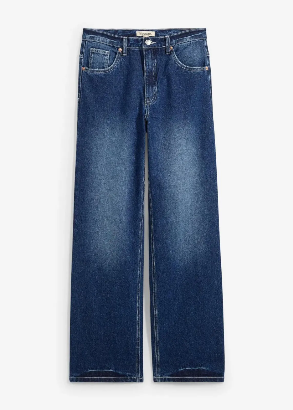 bonprix Bekleidung·Shirts & Tops|Jeans^Wide-Leg-Jeans High Waist dunkelblau denim used