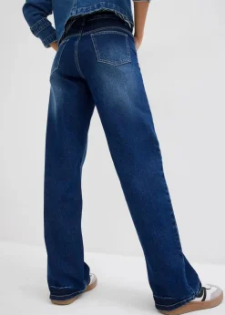 bonprix Bekleidung·Shirts & Tops|Jeans^Wide-Leg-Jeans High Waist dunkelblau denim used