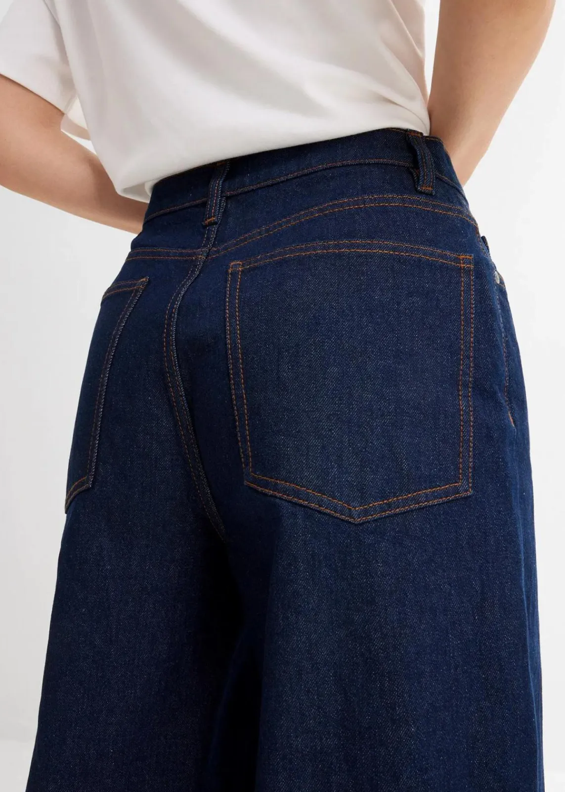 bonprix Jeans|Bekleidung·Shirts & Tops^Wide-Leg-Jeans High Waist tiefblau denim ungewaschen