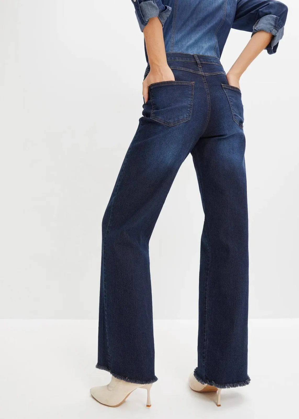 bonprix Bekleidung·Shirts & Tops|Jeans^Wide-Leg-Jeans, High Waist nachtblau denim