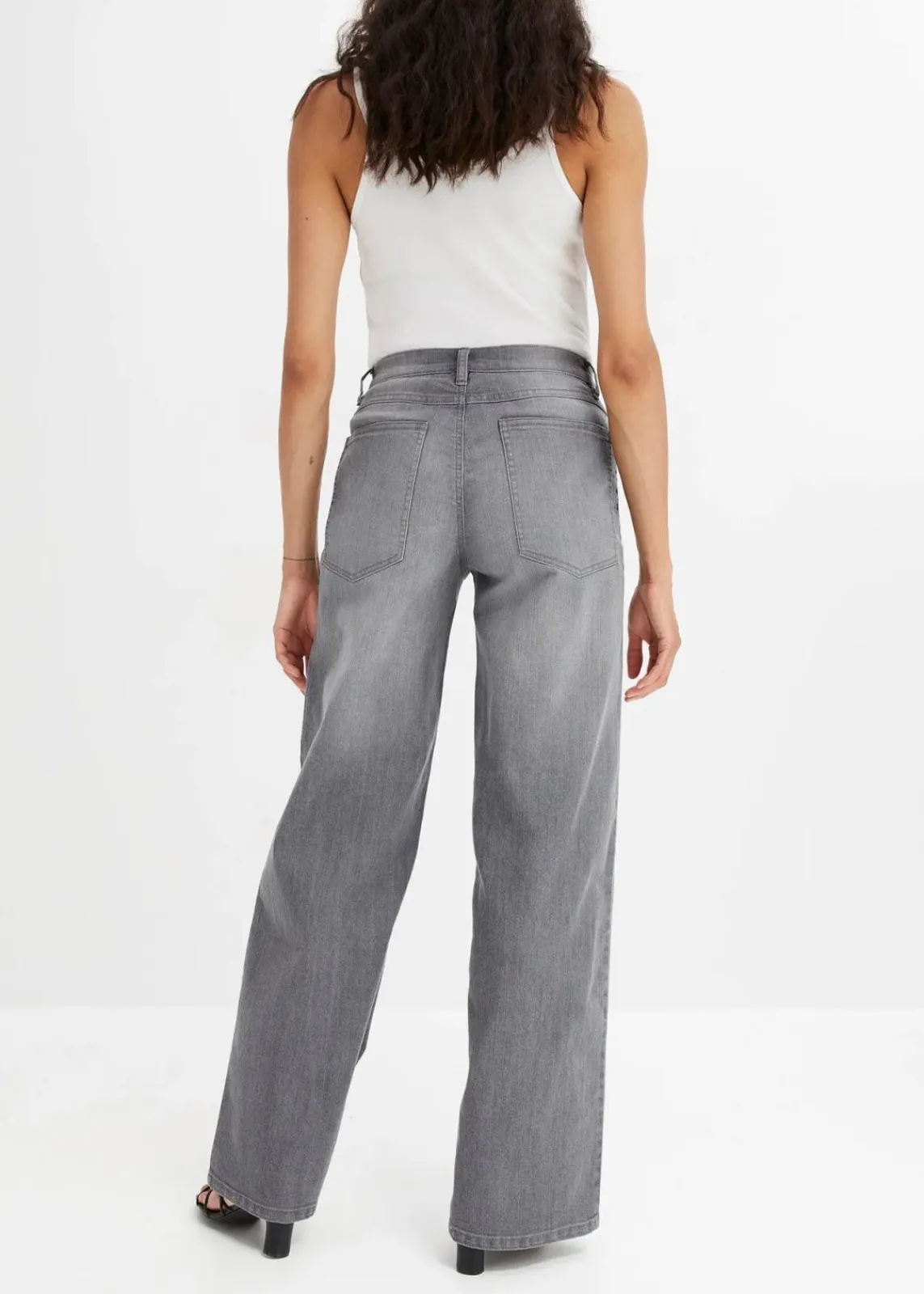 bonprix Kurzgrößen|Jeans^Wide-Leg-Jeans, High Waist grau denim