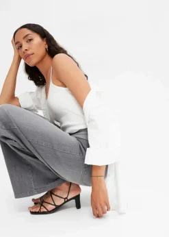 bonprix Kurzgrößen|Jeans^Wide-Leg-Jeans, High Waist grau denim