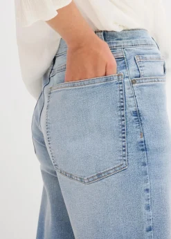 bonprix Kurzgrößen|Bekleidung·Shirts & Tops^Wide-Leg-Jeans, High Waist hellblau denim used