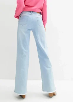 bonprix Jeans|Bekleidung·Shirts & Tops^Wide-Leg-Jeans High Waist eisblau denim used