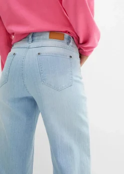 bonprix Jeans|Bekleidung·Shirts & Tops^Wide-Leg-Jeans High Waist eisblau denim used