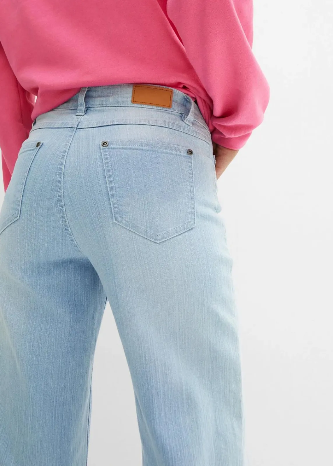 bonprix Jeans|Bekleidung·Shirts & Tops^Wide-Leg-Jeans High Waist eisblau denim used