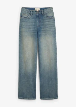 bonprix Jeans|Bekleidung·Shirts & Tops^Wide-Leg-Jeans High Waist hellblau denim used