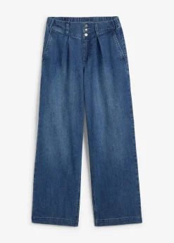 bonprix Jeans|Bekleidung·Shirts & Tops^Wide-Leg-Jeans High Waist, Bequembund blau denim
