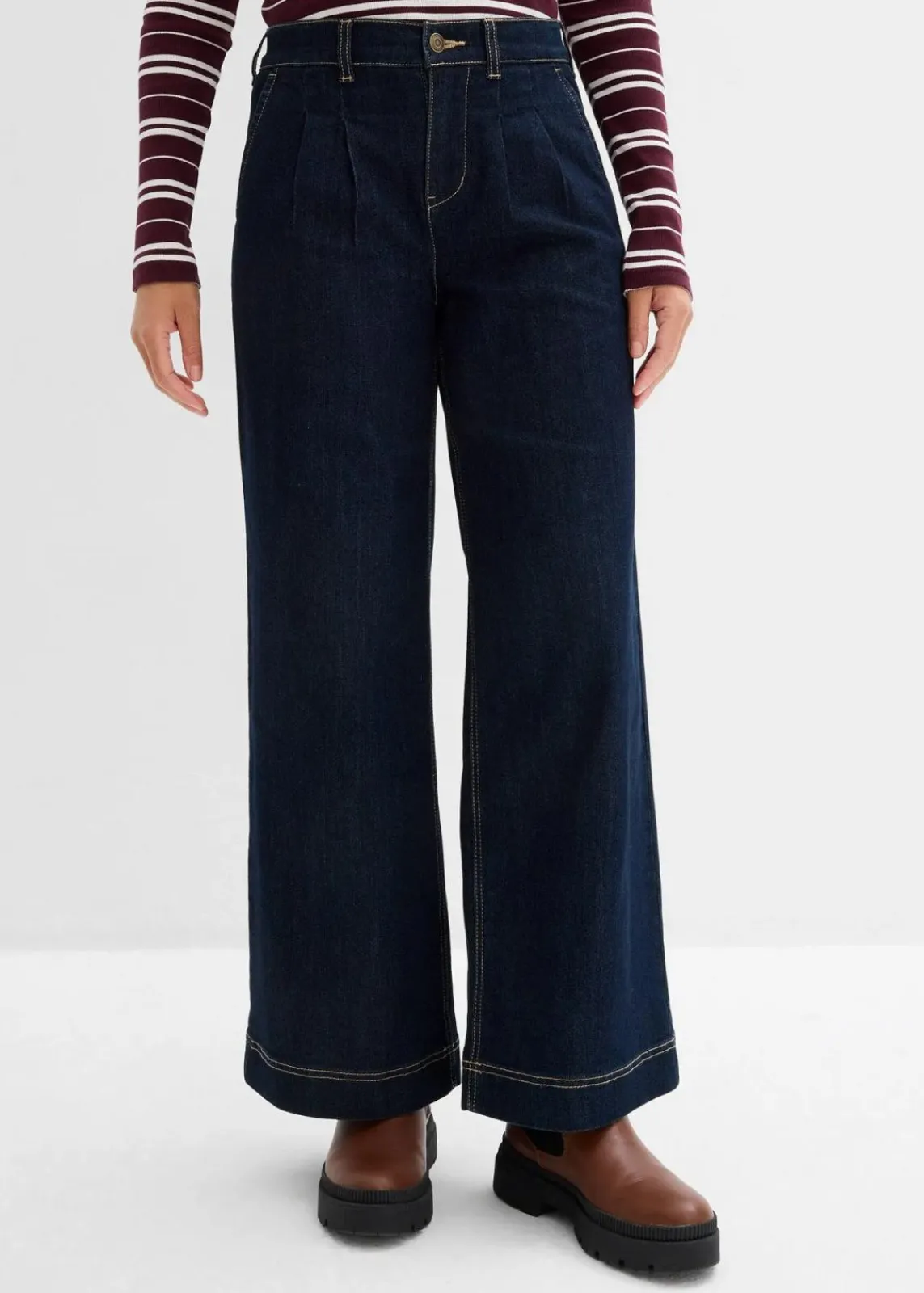 bonprix Bekleidung·Shirts & Tops|Jeans^Wide-Leg-Jeans High Waist, Bequembund dunkelblau denim