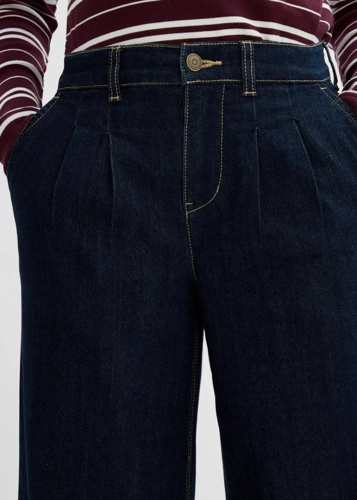 bonprix Bekleidung·Shirts & Tops|Jeans^Wide-Leg-Jeans High Waist, Bequembund dunkelblau denim
