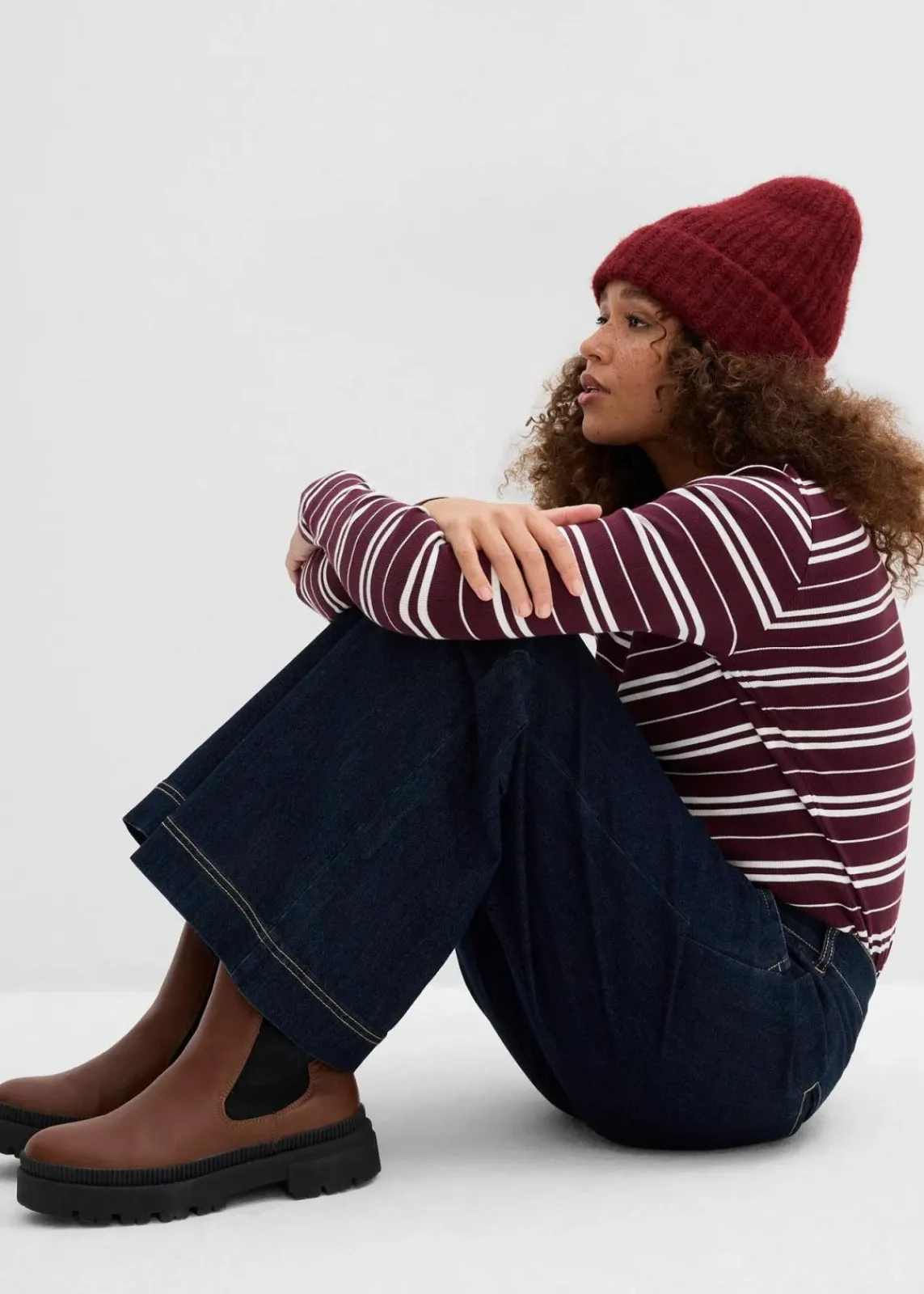 bonprix Bekleidung·Shirts & Tops|Jeans^Wide-Leg-Jeans High Waist, Bequembund dunkelblau denim