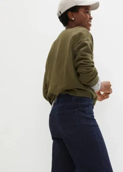 bonprix Kurzgrößen|Bekleidung·Shirts & Tops^Wide-Leg-Jeans High Waist, Bequembund nachtblau denim