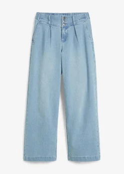 bonprix Bekleidung·Shirts & Tops|Jeans^Wide-Leg-Jeans High Waist, Bequembund hellblau denim