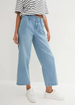 bonprix Bekleidung·Shirts & Tops|Jeans^Wide-Leg-Jeans High Waist, Bequembund hellblau denim