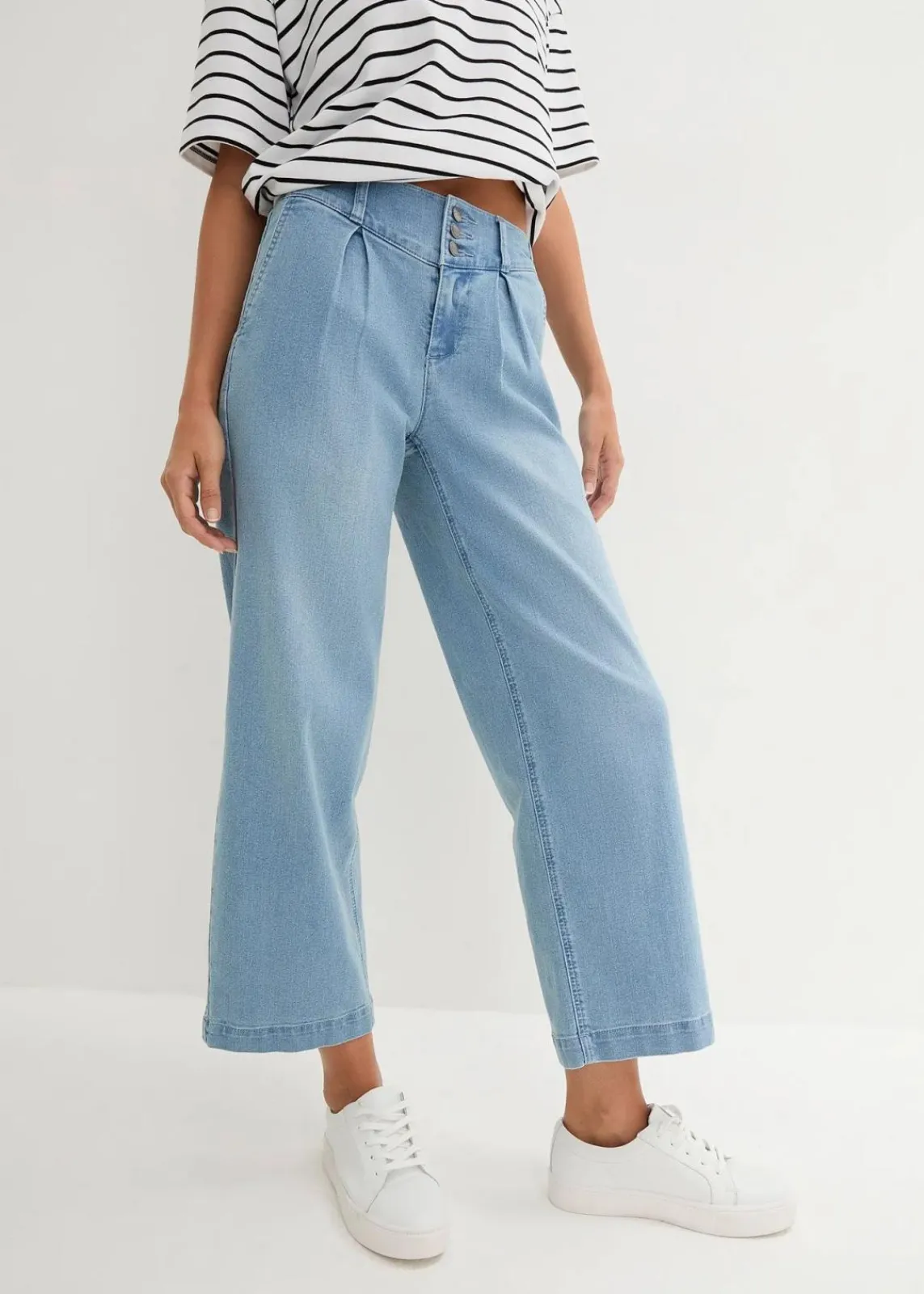 bonprix Bekleidung·Shirts & Tops|Jeans^Wide-Leg-Jeans High Waist, Bequembund hellblau denim