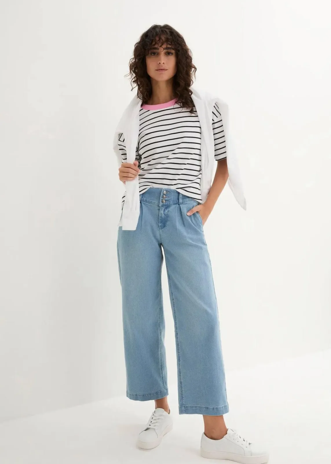 bonprix Bekleidung·Shirts & Tops|Jeans^Wide-Leg-Jeans High Waist, Bequembund hellblau denim