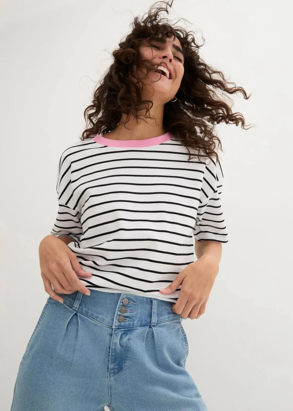 bonprix Bekleidung·Shirts & Tops|Jeans^Wide-Leg-Jeans High Waist, Bequembund hellblau denim