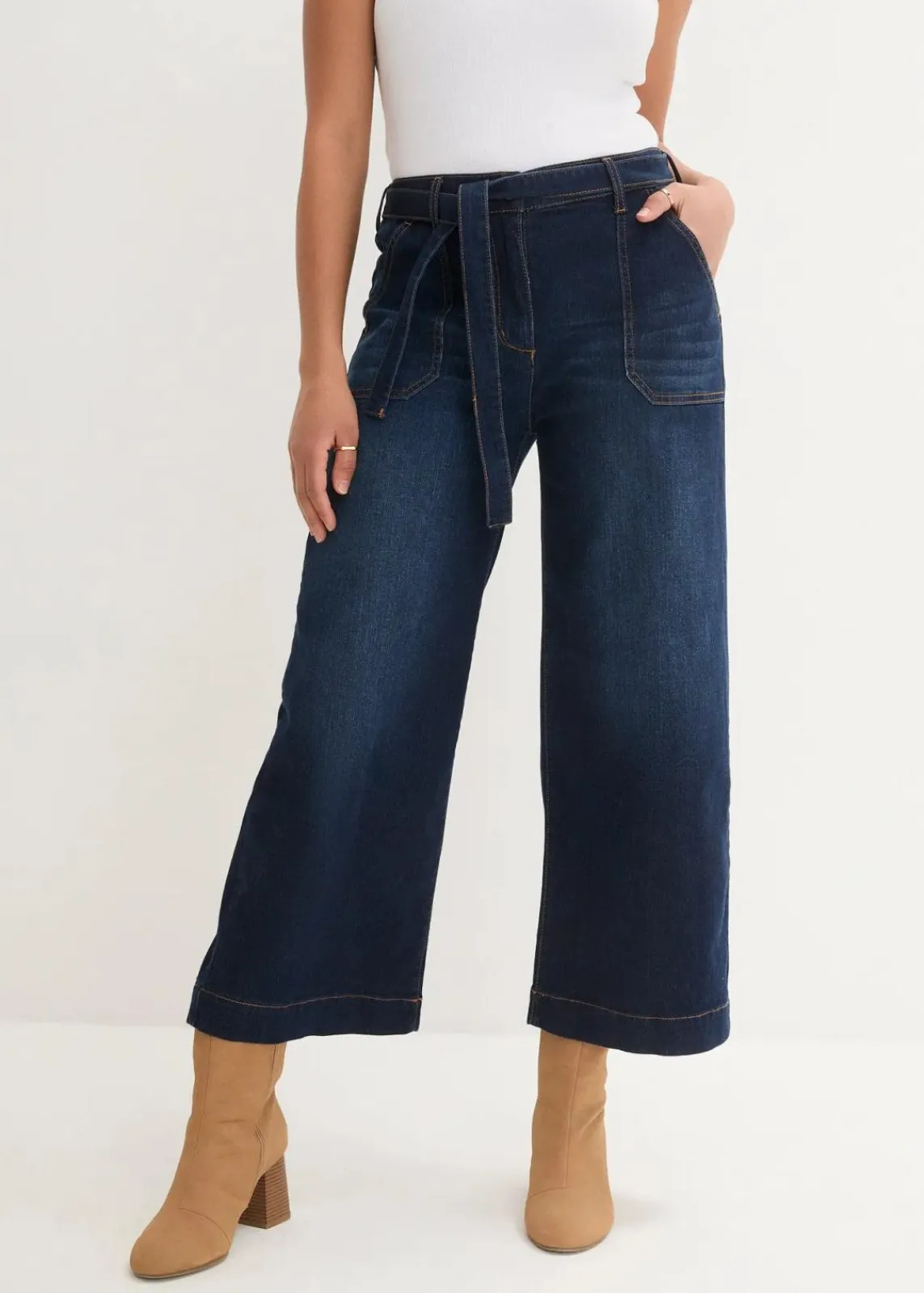 bonprix Bekleidung·Shirts & Tops|Jeans^Wide-Leg-Jeans High Waist, Bequembund cropped nachtblau denim