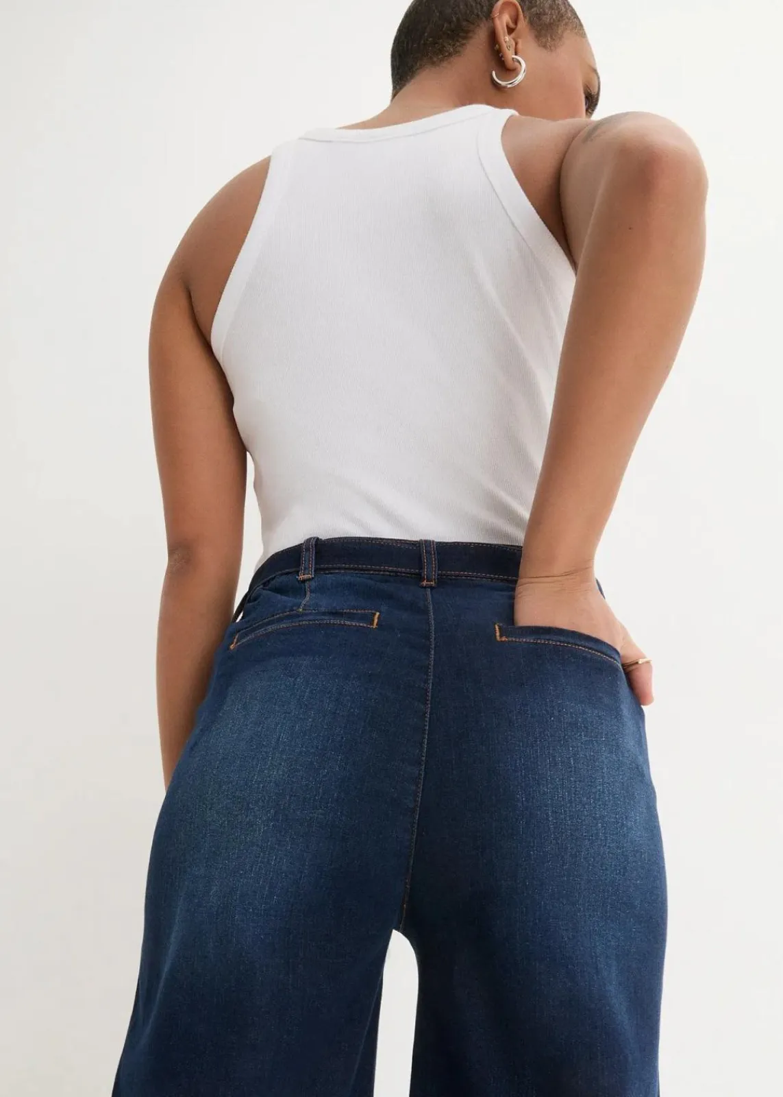 bonprix Bekleidung·Shirts & Tops|Jeans^Wide-Leg-Jeans High Waist, Bequembund cropped nachtblau denim