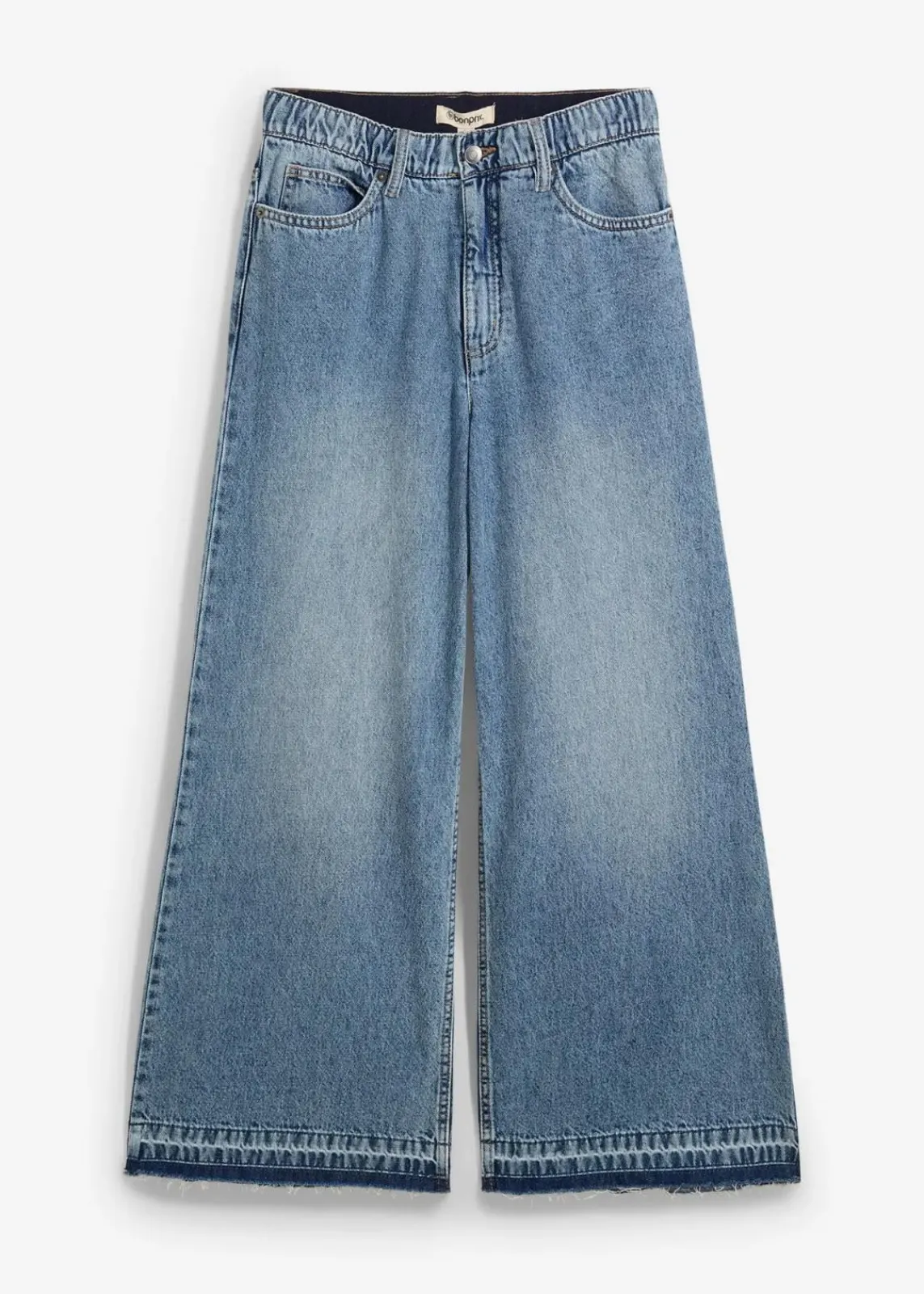 bonprix Jeans^Wide-Leg-Jeans High Waist, cropped hellblau denim used