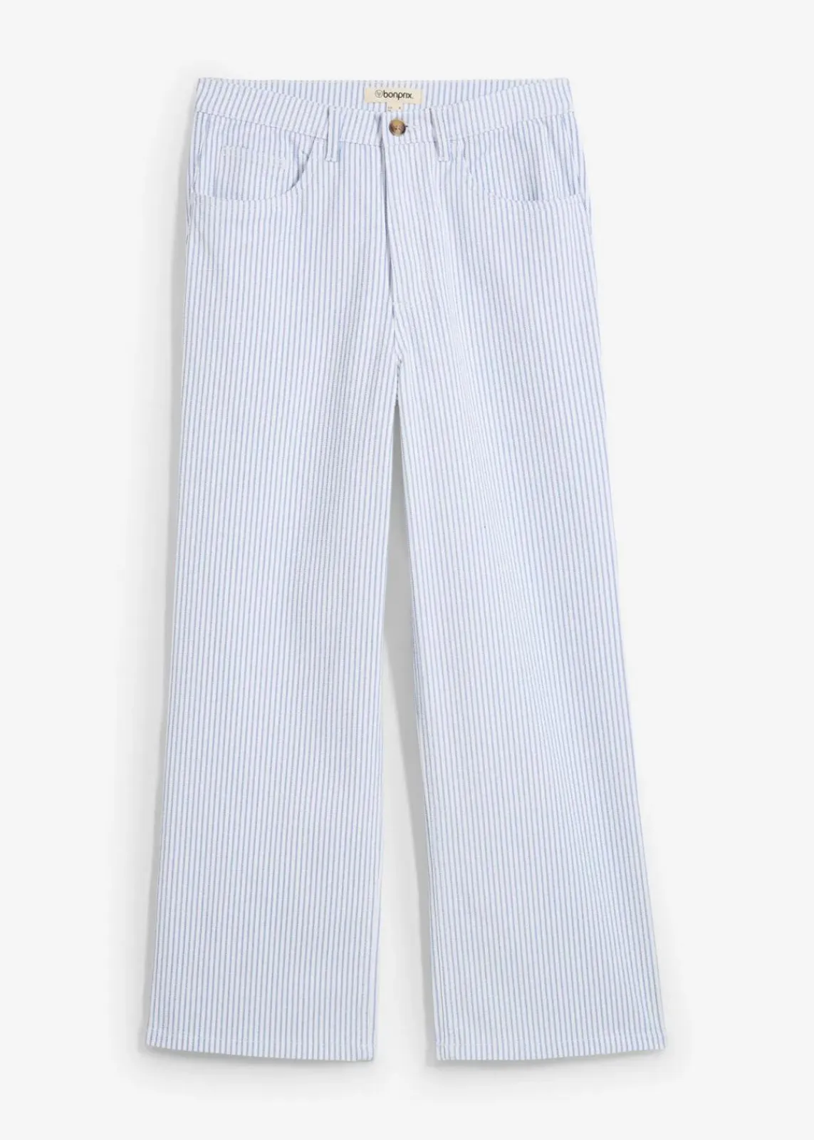 bonprix Bekleidung·Shirts & Tops|Jeans^Wide-Leg-Jeans High Waist, cropped weiß gestreift