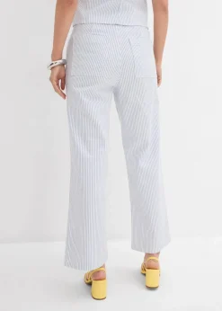 bonprix Bekleidung·Shirts & Tops|Jeans^Wide-Leg-Jeans High Waist, cropped weiß gestreift