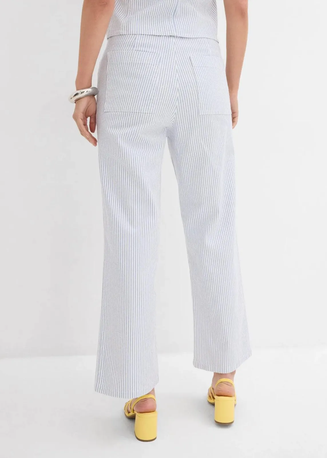 bonprix Bekleidung·Shirts & Tops|Jeans^Wide-Leg-Jeans High Waist, cropped weiß gestreift