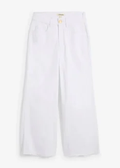 bonprix Bekleidung·Shirts & Tops|Jeans^Wide-Leg-Jeans, High Waist, cropped weiß