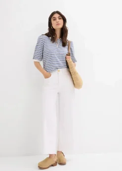 bonprix Bekleidung·Shirts & Tops|Jeans^Wide-Leg-Jeans, High Waist, cropped weiß