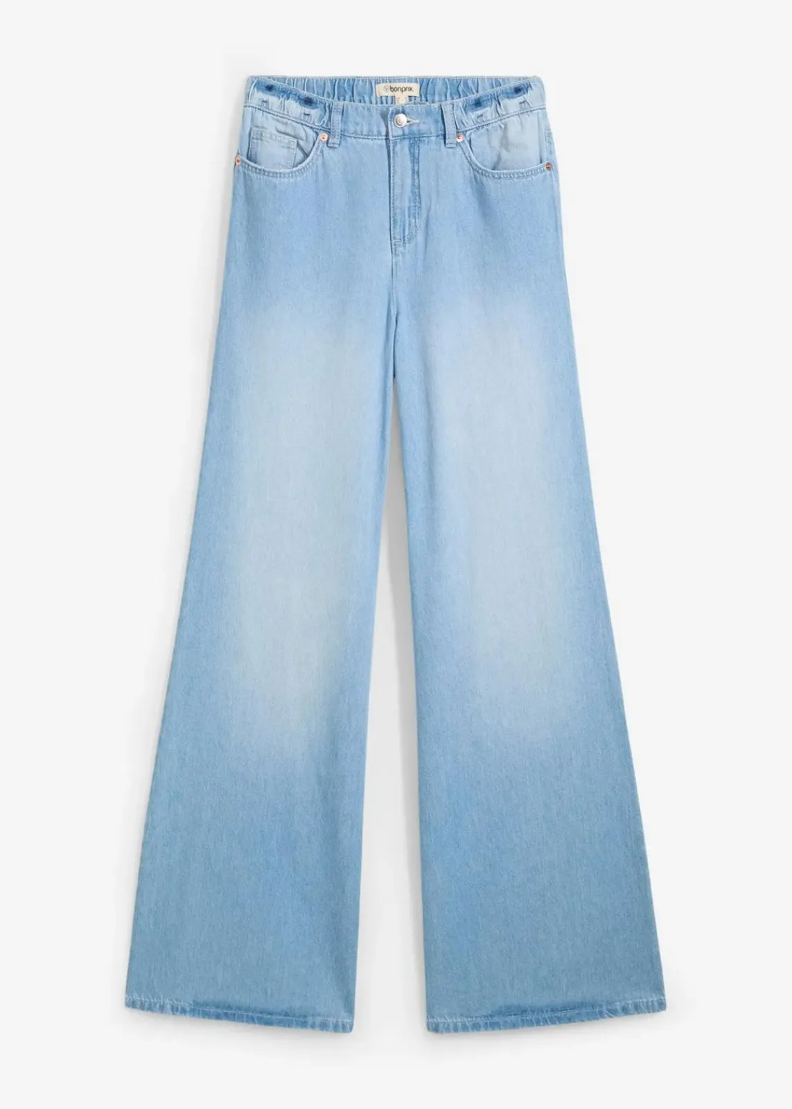 bonprix Jeans|Kurzgrößen^Wide-Leg-Jeans, High Waist, Full Length Bequembund hellblau denim used