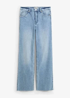 bonprix Jeans|Kurzgrößen^Wide-Leg-Jeans, High Waist, full Length eisblau denim used