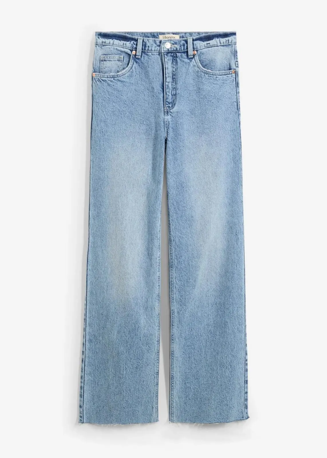 bonprix Jeans|Kurzgrößen^Wide-Leg-Jeans, High Waist, full Length eisblau denim used