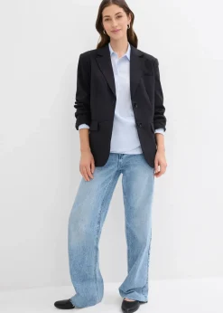 bonprix Jeans|Kurzgrößen^Wide-Leg-Jeans, High Waist, full Length eisblau denim used