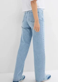 bonprix Bekleidung·Shirts & Tops|Jeans^Wide-Leg-Jeans High Waist, Low Stretch eisblau denim used