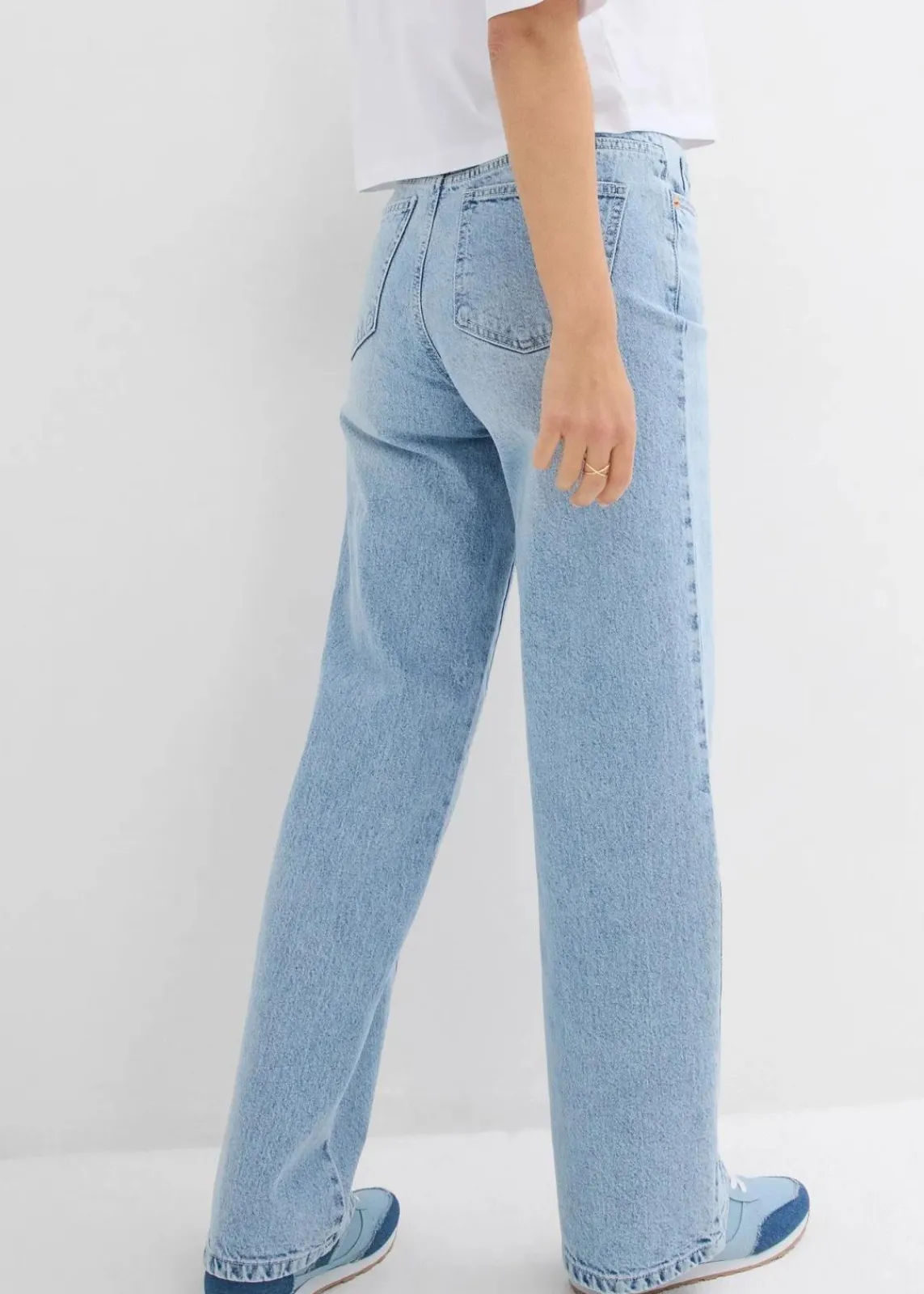 bonprix Bekleidung·Shirts & Tops|Jeans^Wide-Leg-Jeans High Waist, Low Stretch eisblau denim used