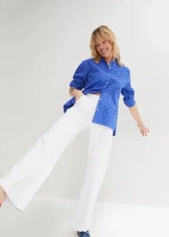 bonprix Bekleidung·Shirts & Tops|Jeans^Wide-Leg-Jeans High Waist, Stretch weiß twill