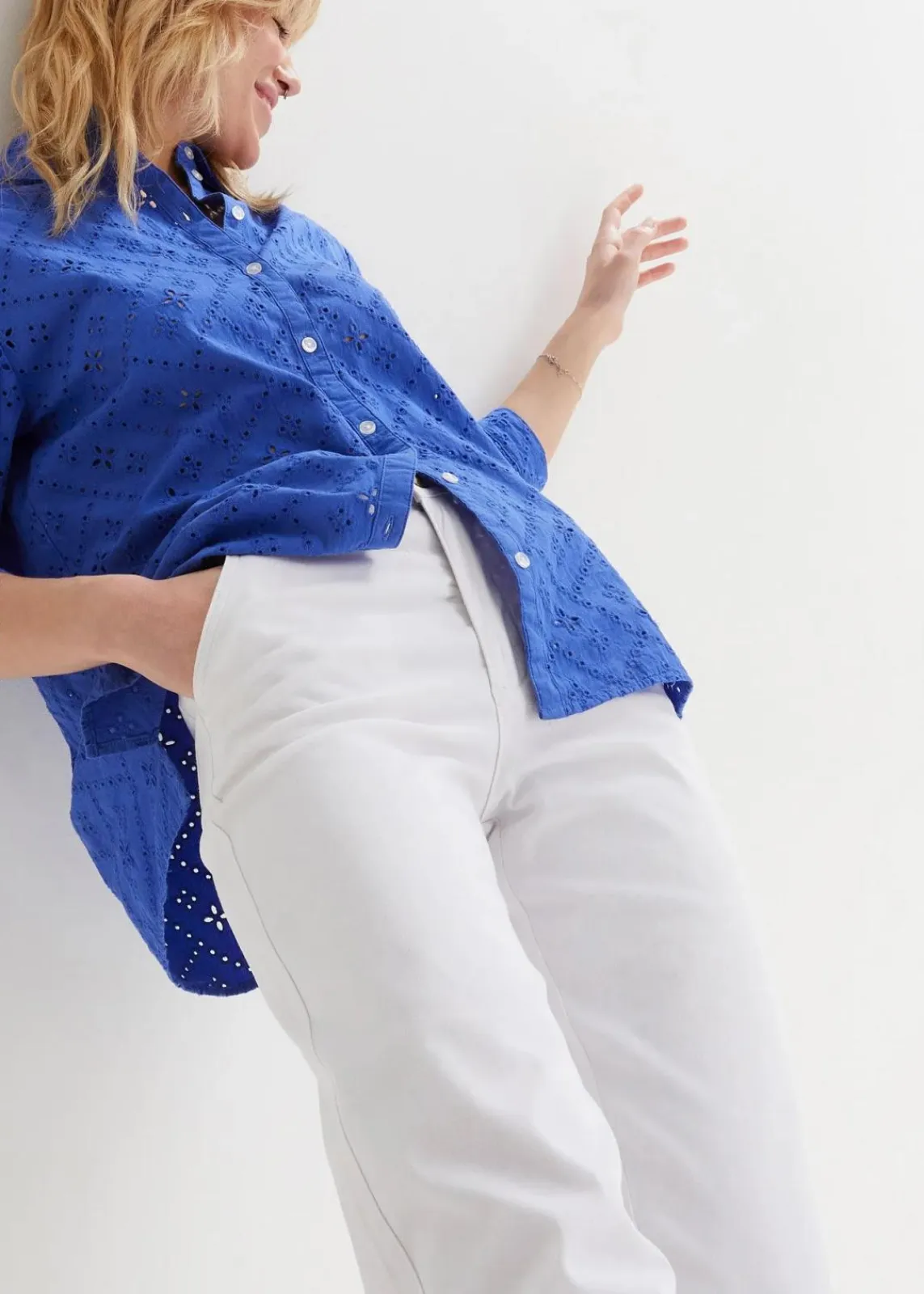 bonprix Bekleidung·Shirts & Tops|Jeans^Wide-Leg-Jeans High Waist, Stretch weiß twill