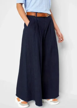 bonprix Jeans|Bekleidung·Shirts & Tops^Wide-Leg-Jeans, Hosenrock dunkelblau denim