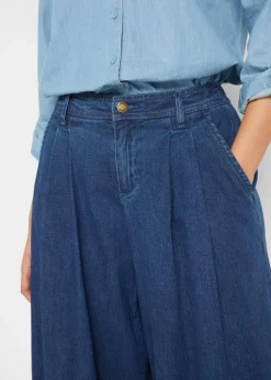 bonprix Bekleidung·Shirts & Tops|Jeans^Wide-Leg-Jeans, Hosenrock blau denim