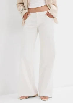 bonprix Jeans|Kurzgrößen^Wide-Leg-Jeans, Low Waist weiß