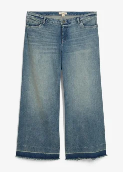 bonprix Jeans|Kurzgrößen^Wide-Leg-Jeans Mid Waist hellblau denim used vintage