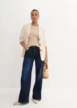 bonprix Bekleidung·Shirts & Tops|Jeans^Wide-Leg-Jeans Mid Waist, Bequembund nachtblau denim
