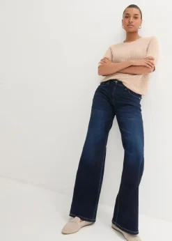 bonprix Bekleidung·Shirts & Tops|Jeans^Wide-Leg-Jeans Mid Waist, Bequembund nachtblau denim