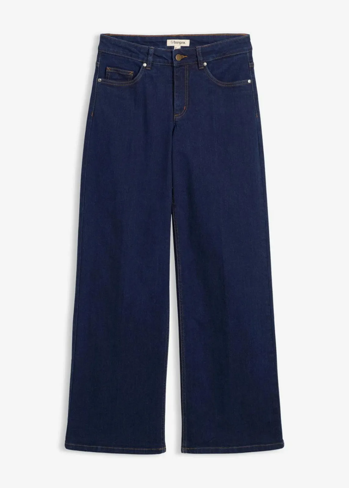 bonprix Jeans|Nachhaltigere Materialien^Wide-Leg-Jeans Mid Waist Bio- Baumwolle tiefblau denim ungewaschen
