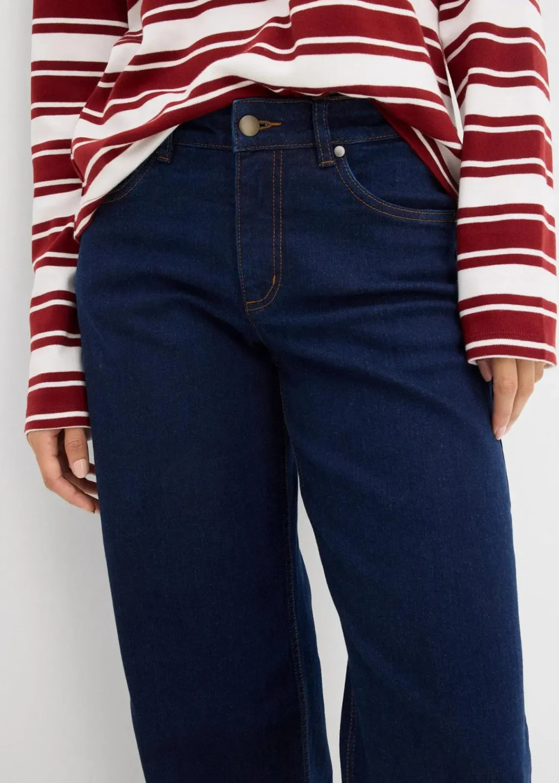 bonprix Jeans|Nachhaltigere Materialien^Wide-Leg-Jeans Mid Waist Bio- Baumwolle tiefblau denim ungewaschen